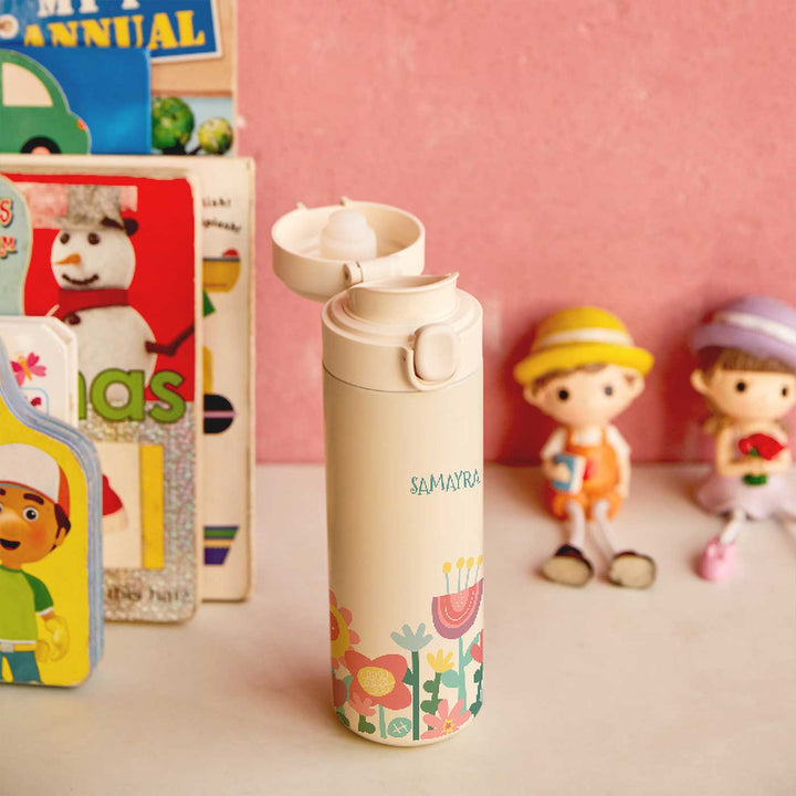 Personalized Flower Power Theme Steel Insulated Water Bottle