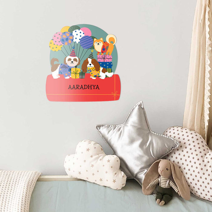 Personalized Paw Party Theme Acrylic Kids Name Plate