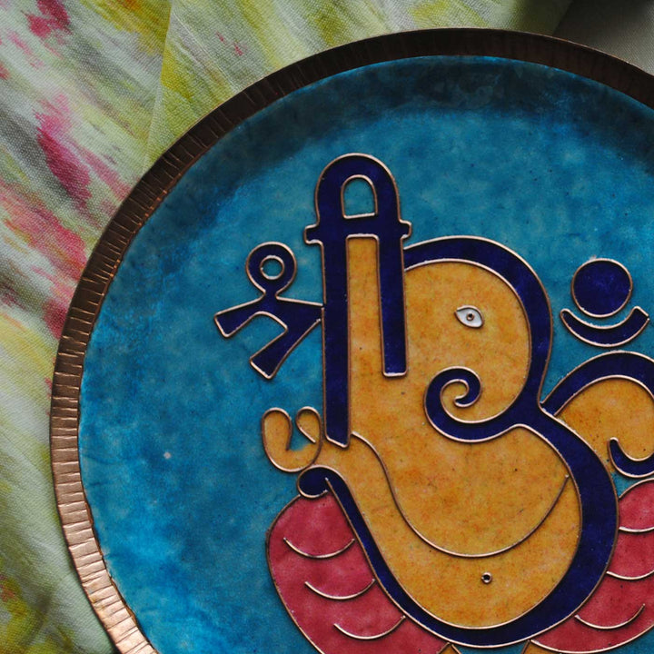 Handmade Ganesha Vinayaka Theme Copper Wall Plate