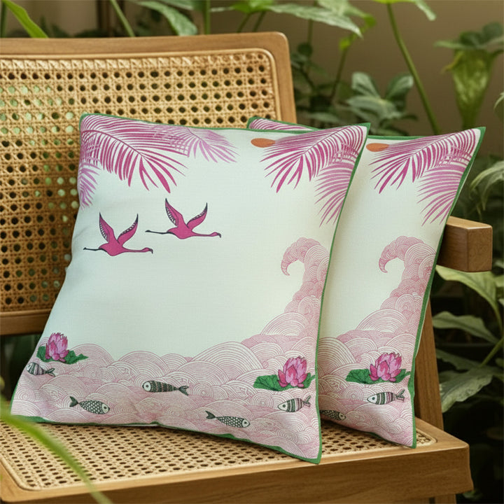 16 Inch | Printed Flamingo Habitat Cushion Cover