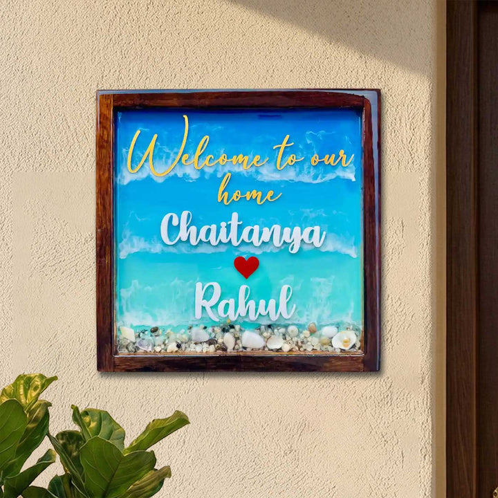Personalized Square Ocean Theme Resin Name Plate