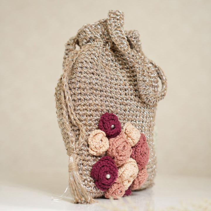Handmade Crochet Rosette Charm Potli