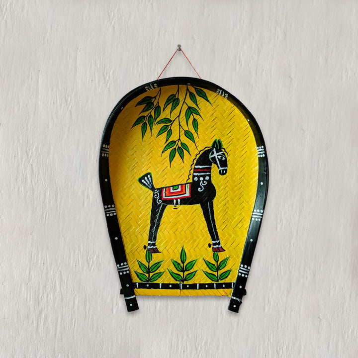Handpainted Baul Kulo Bengali Themed Bamboo Wall Decor