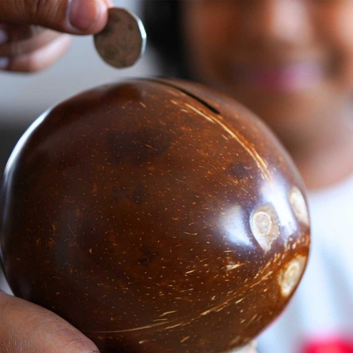 Eco-Friendly Handmade Kids Coconut Shell Piggy Bank