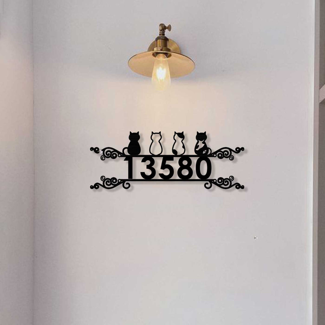 Personalized Laser Cut Cats Theme Steel Name Plate