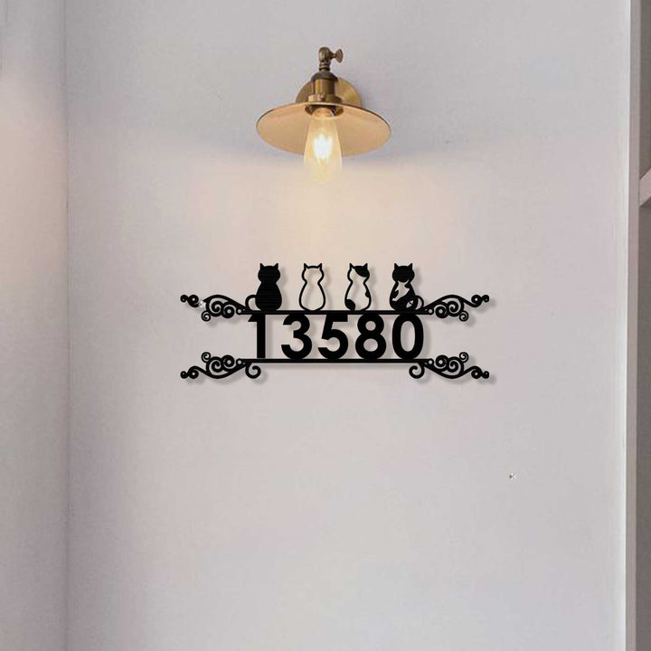 Personalized Laser Cut Cats Theme Steel Name Plate