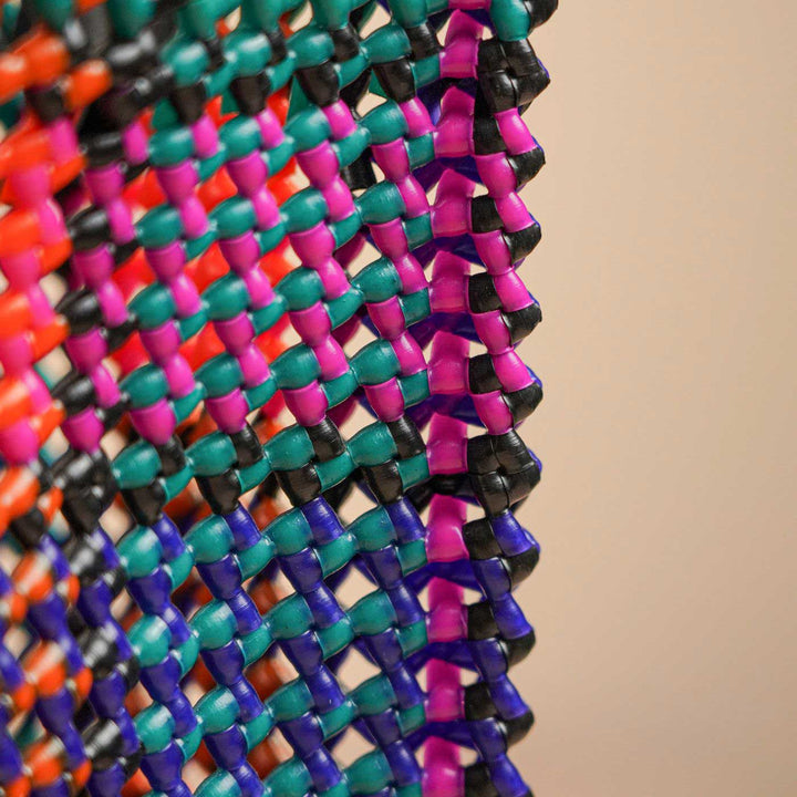 Multicolour Checked Mukhya Knot Handmade Koodai Storage Basket