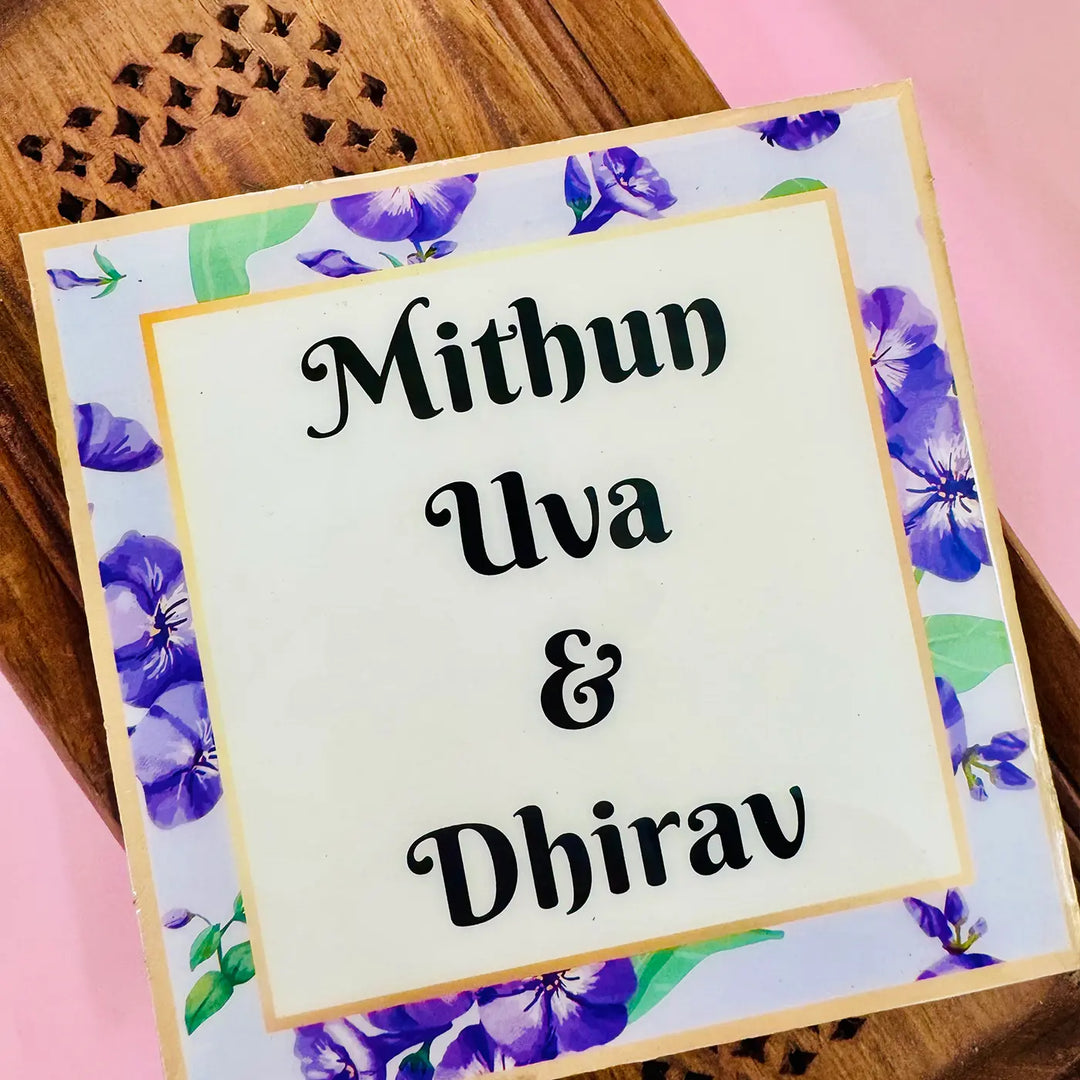 Personalized Botanical Theme Resin Name Plate