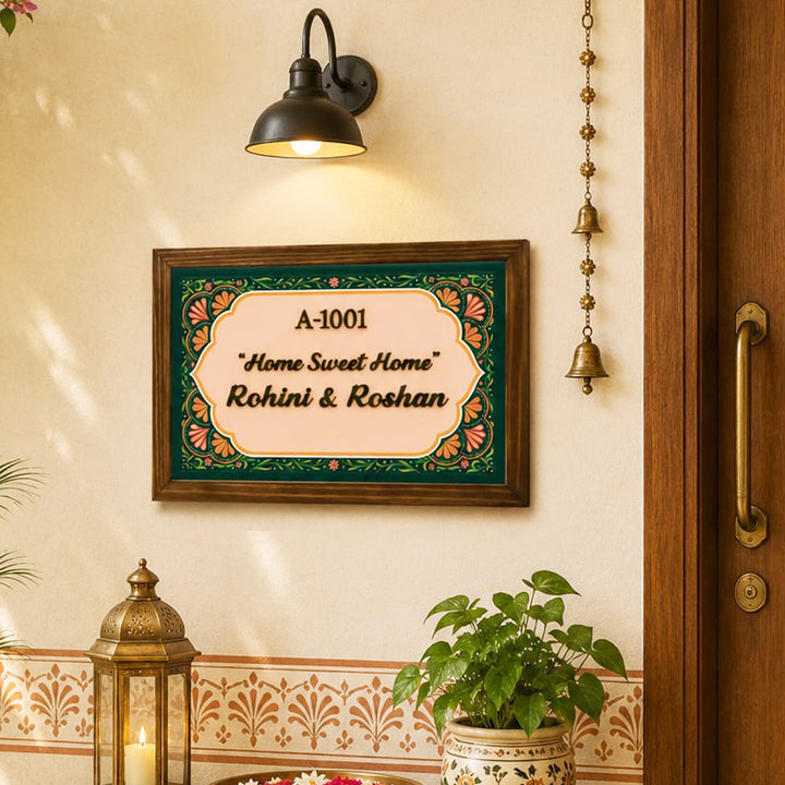Personalized Vintage Veranda Printed Wooden & Acrylic Name Plate with 3D Letters