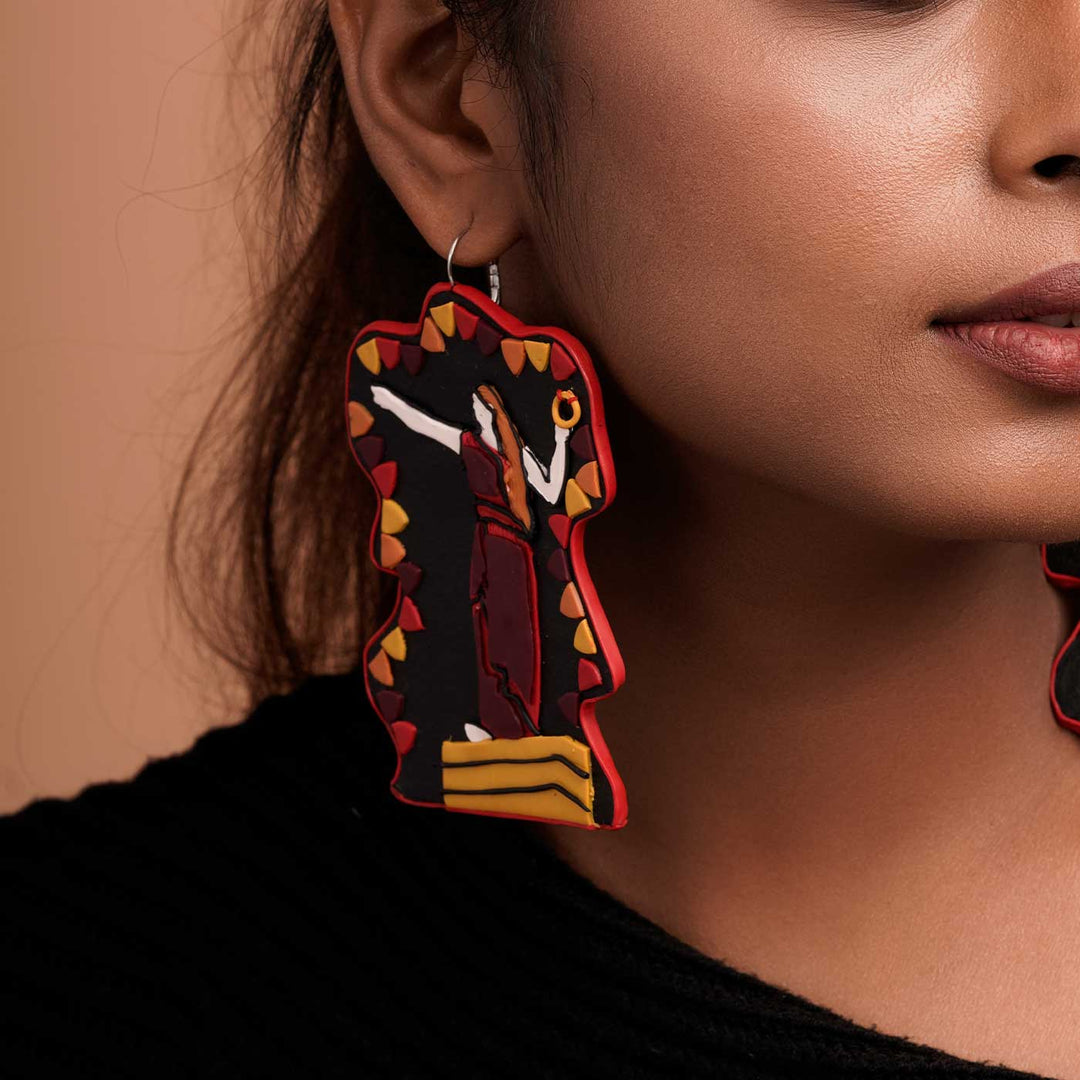 Handmade Polymer Clay Marina'S Kannagi Statue Design Earrings