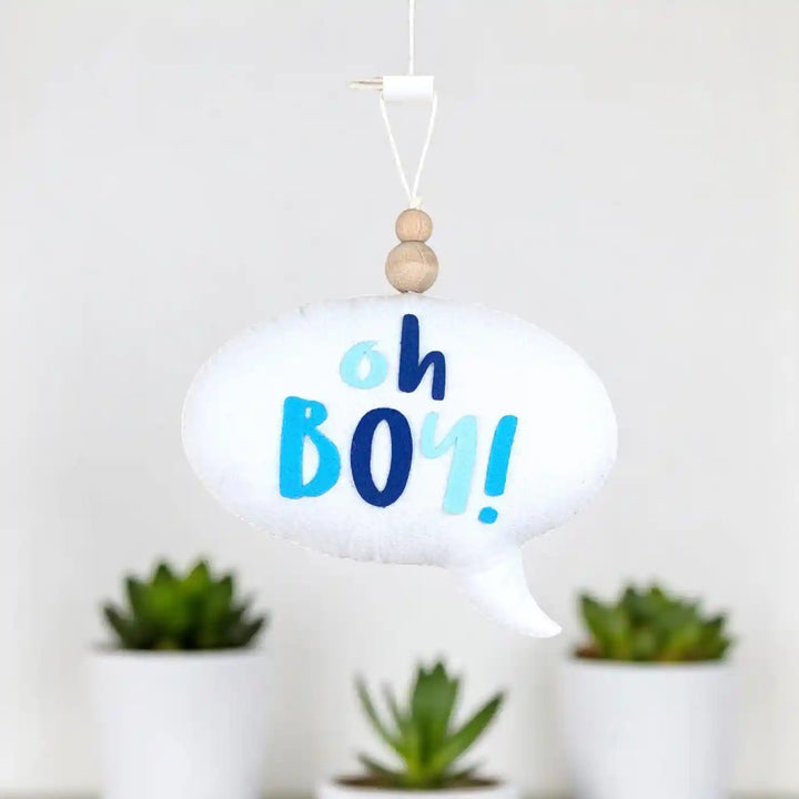 Handmade "Oh Boy" Speech Bubble Theme Felt Hanging For Kids