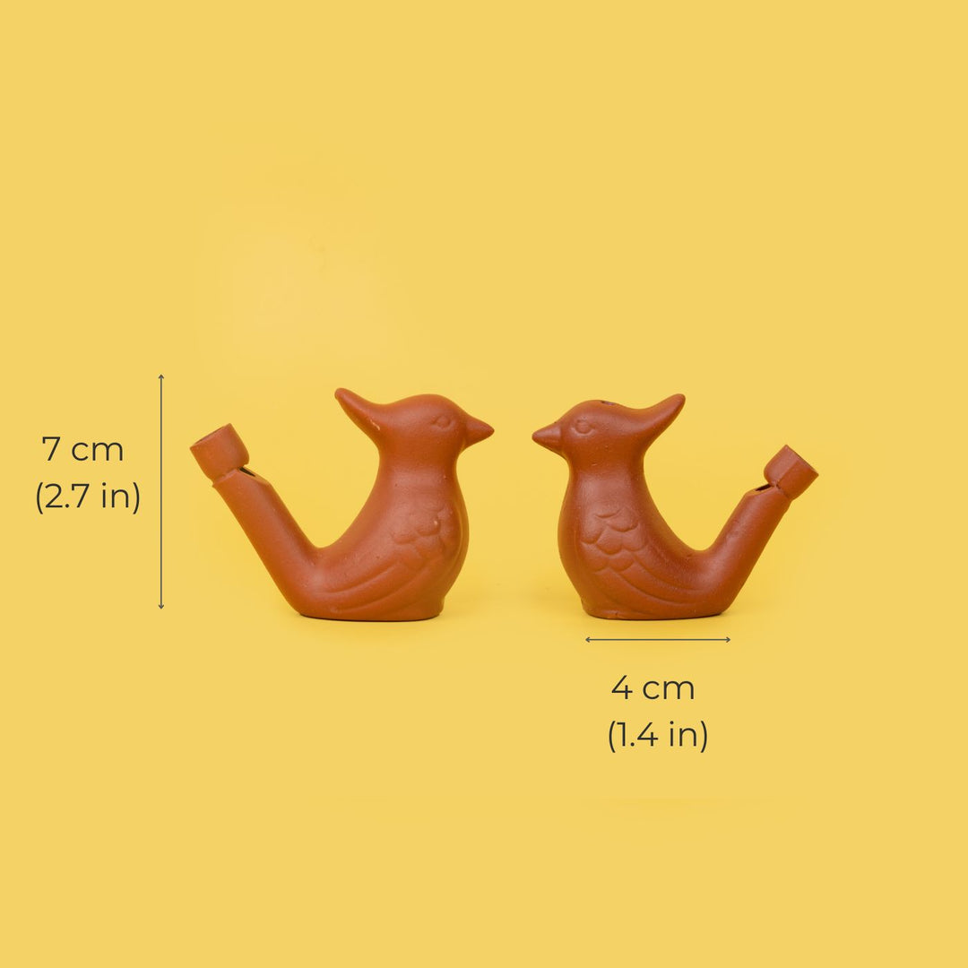 Handmade Clay Bird Water Whistle (Set of 2)