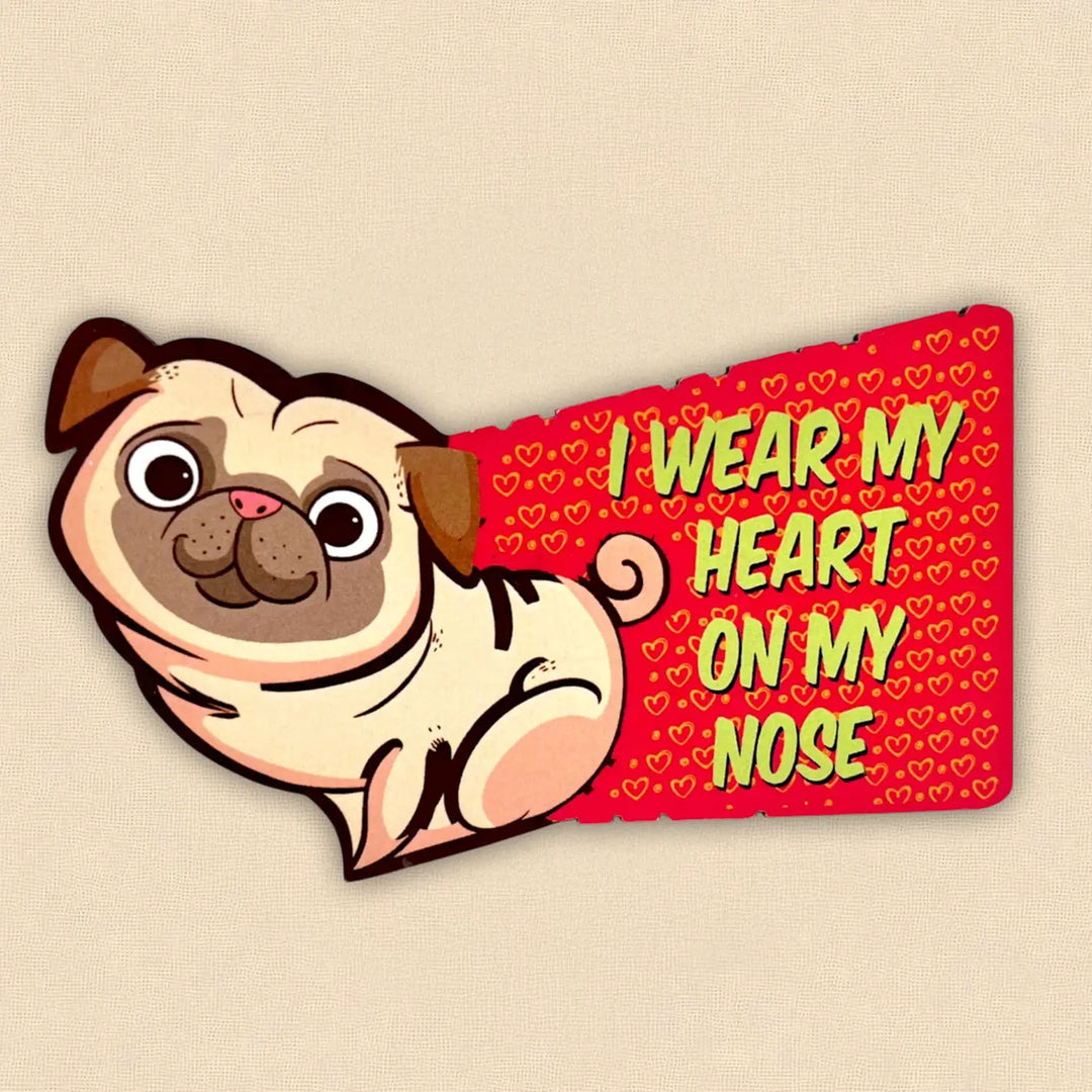 Printed Pug Dog Theme MDF Wood Fridge Magnet