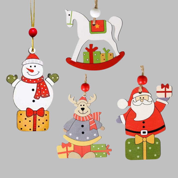Handmade Wooden Wonders Ornaments For Christmas Tree Decoration | Set Of 4