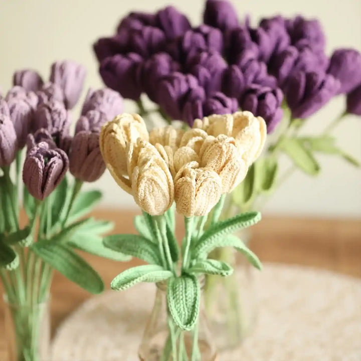 Handmade Crochet Tulip Stem Cotton Flower Stick | Pack Of 1