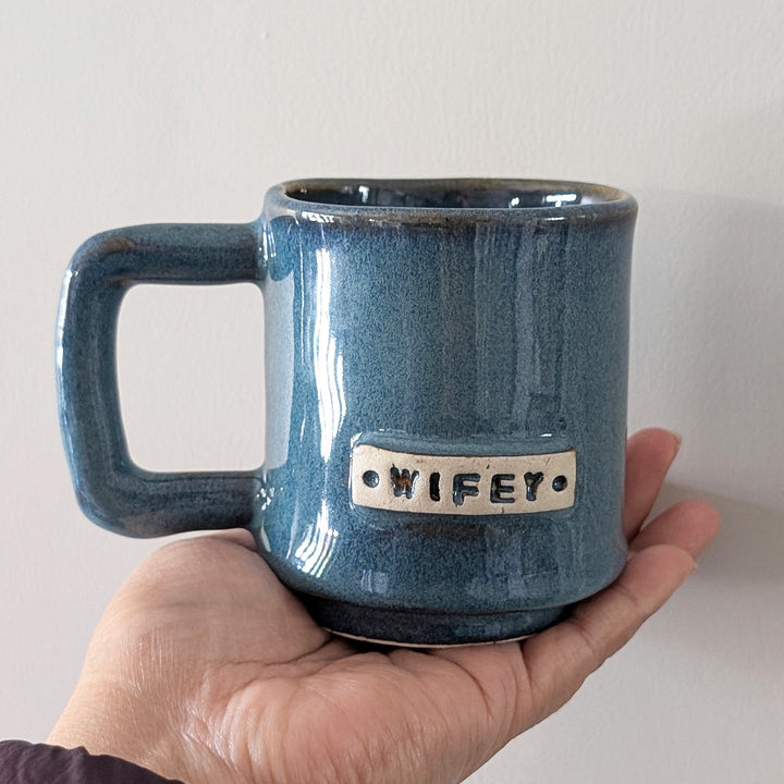 Handcrafted Blue  Hubby & Wifey Ceramic Mug | Set of 2