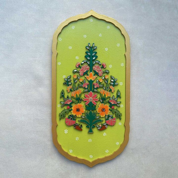 Hand-Painted Floral Motif MDF Wood Wall Decor