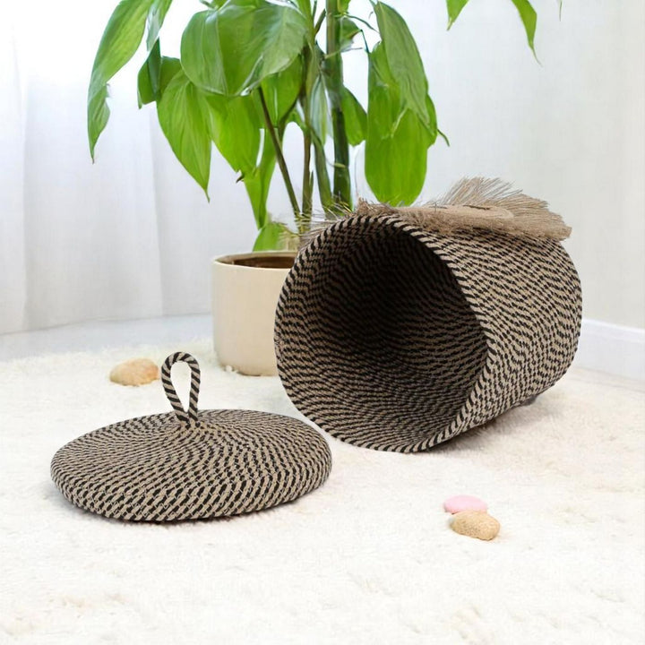 Handmade Coil Basketry Lion Theme Foldable Cotton Rope Basket for Kids