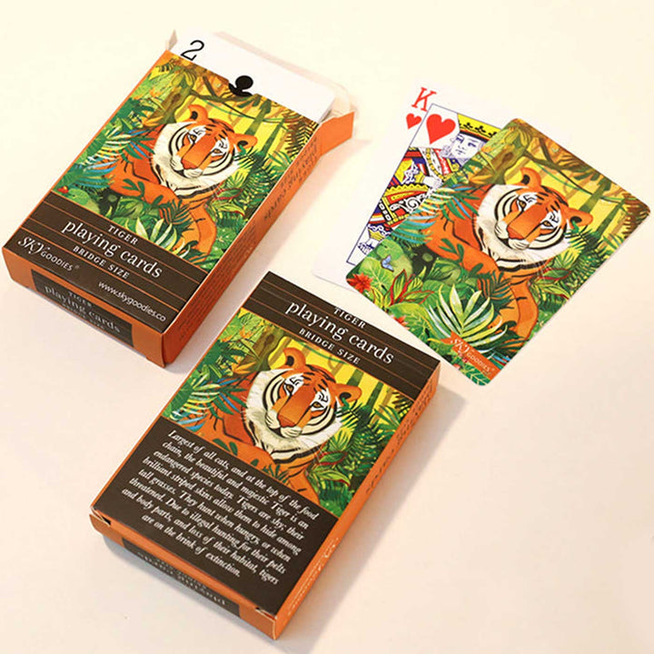 Handmade Printed Tiger Design Bridge Size Playing Cards