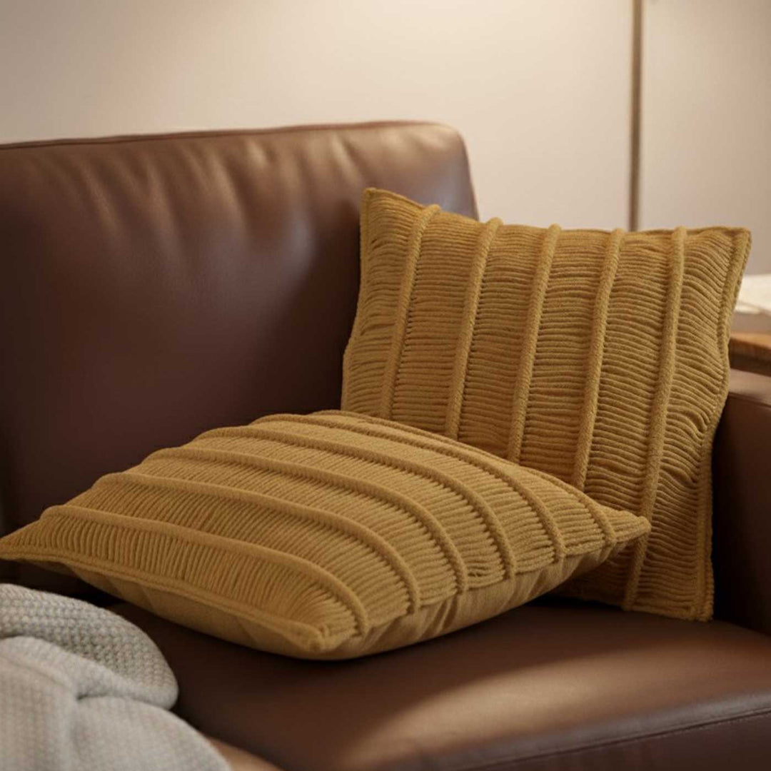 Set Of 2 | Handmade Macrame Stripes Design Cotton Cushion Cover