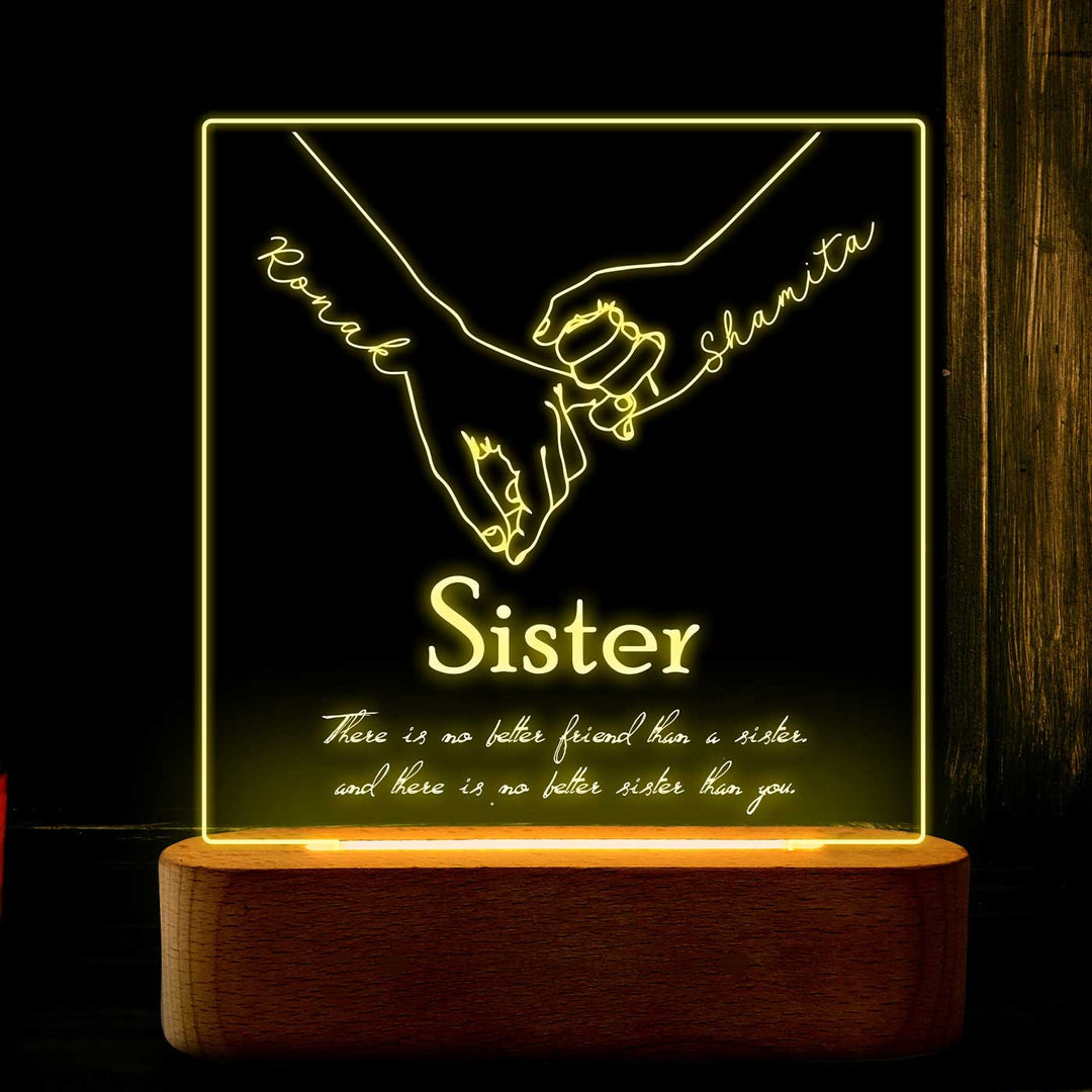 Personalized Engraved Sister Love Acrylic Table Lamp