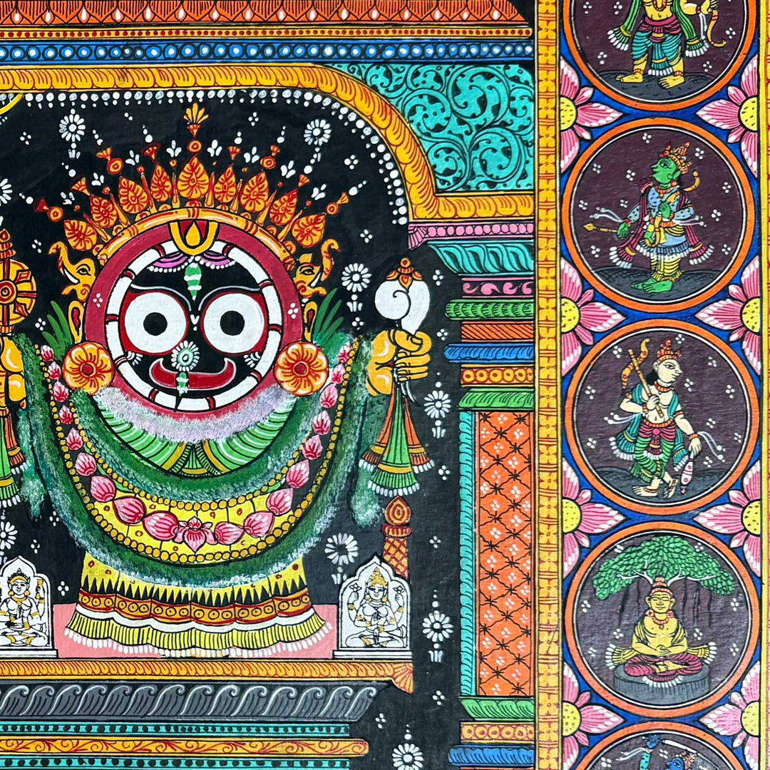 36 X 24 Inch | Handmade Canvas Golden Incarnation Of Lord Jagannath Painting