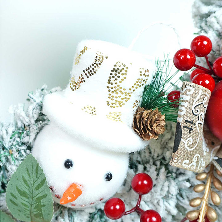 Snowman Berries & Jute Accents Wreath For Christmas Wall Decoration