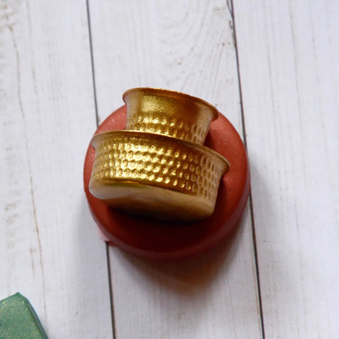 Handmade Polymer Clay Red Kaapi Handi Design Brass Fridge Magnet