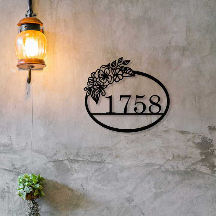 Personalized Laser Cut Floral Design Steel Name Plate