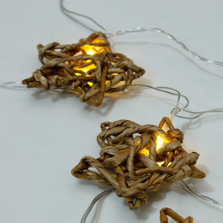 3m, 13 Bulbs | Handmade Banana Rope Star Fairy Lights