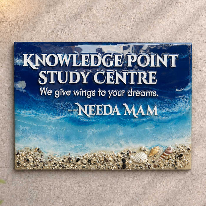 Personalized Handcrafted Beach Theme Resin MDF Name Plate For Business