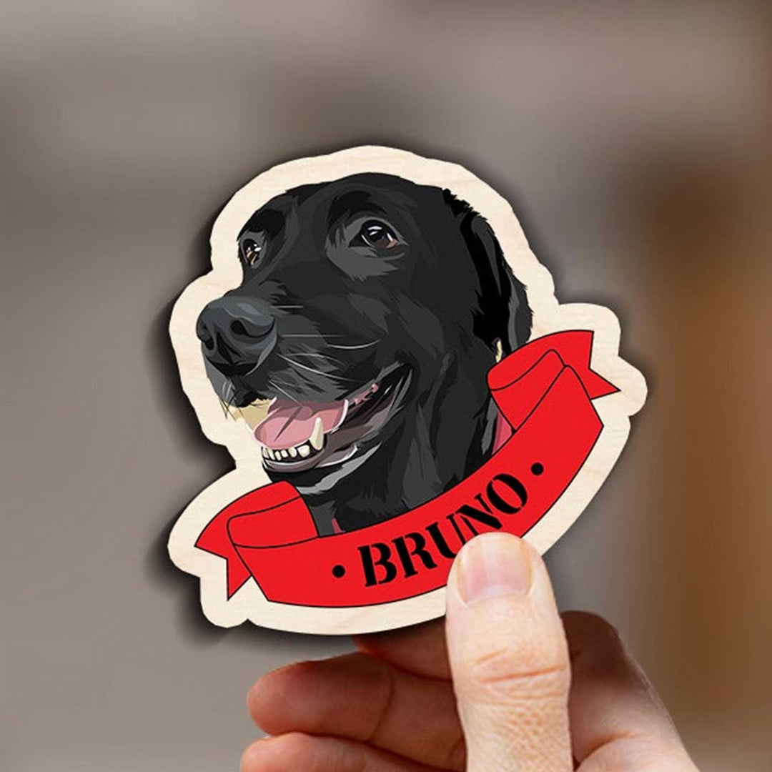 Photo Personalized Printed Pet Caricature Wooden Fridge Magnet