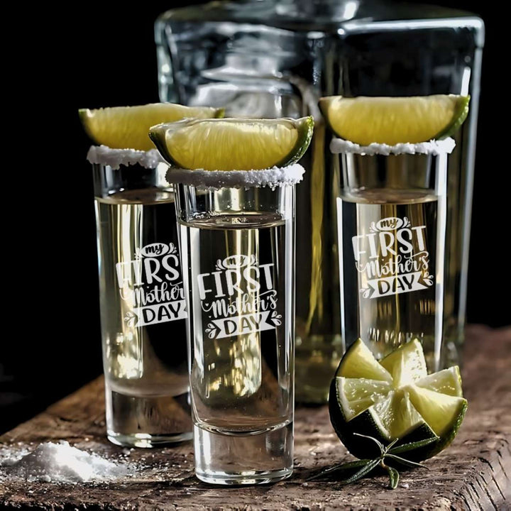 Engraved First Mother's Day Theme Shot Glass | Set of 2 | 65 ml