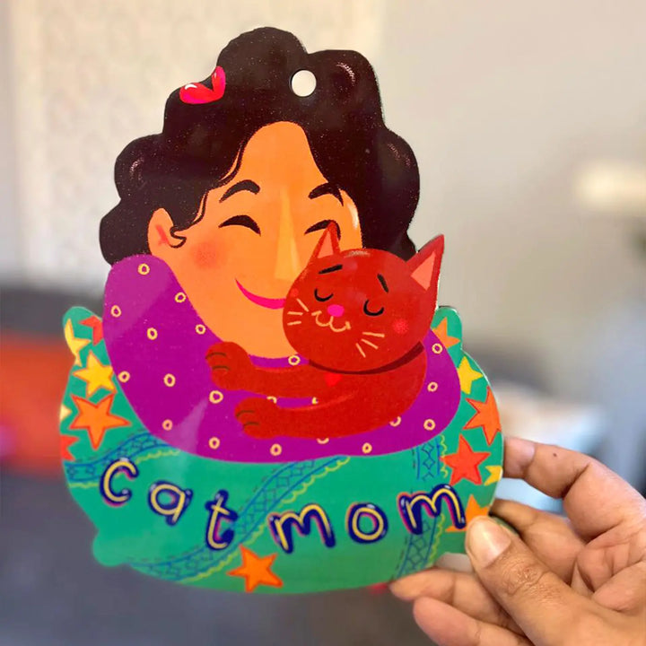 Printed Cat Mom Theme MDF Wood Wall Decor