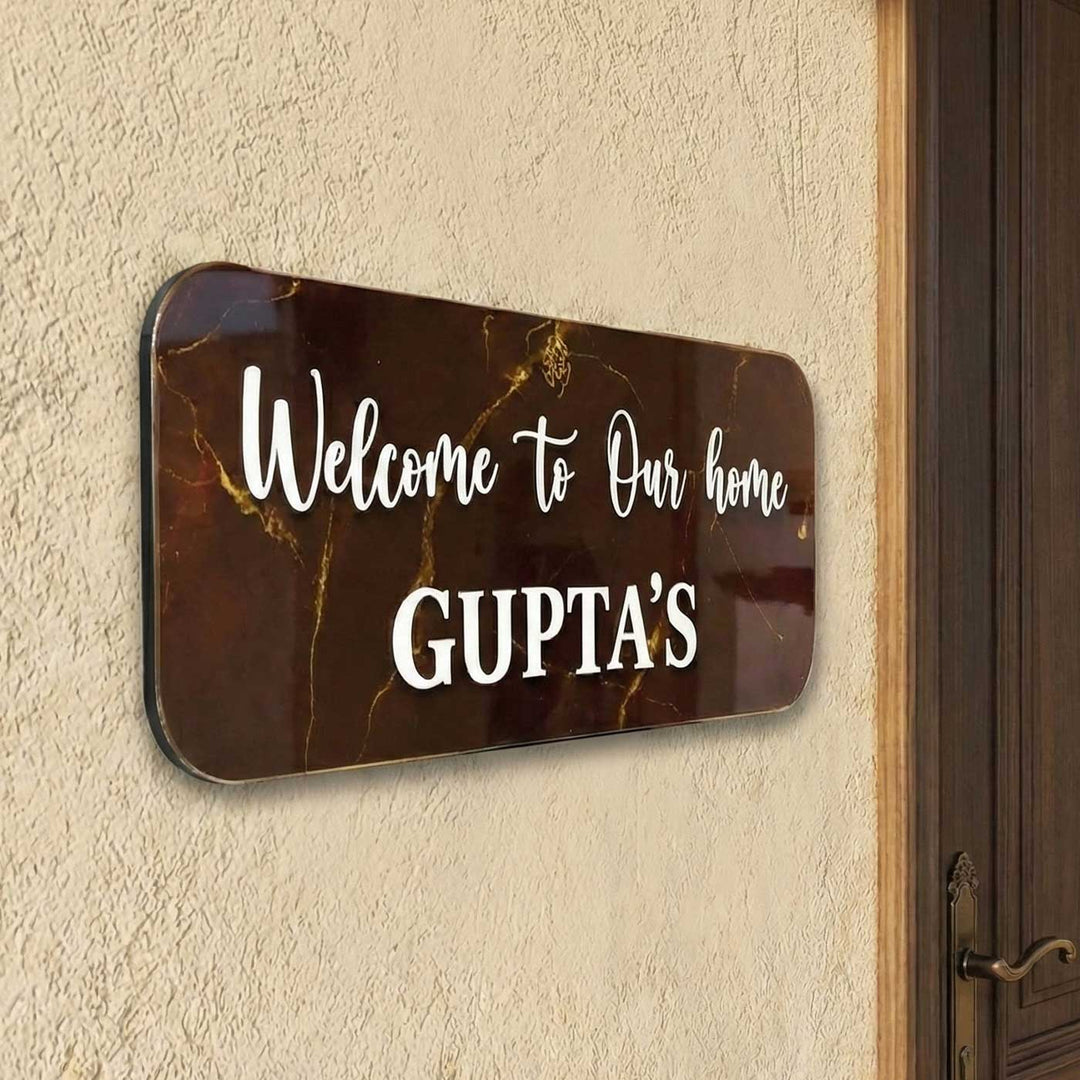 Personalized Coffee Brown Minimalist Resin Name Plate