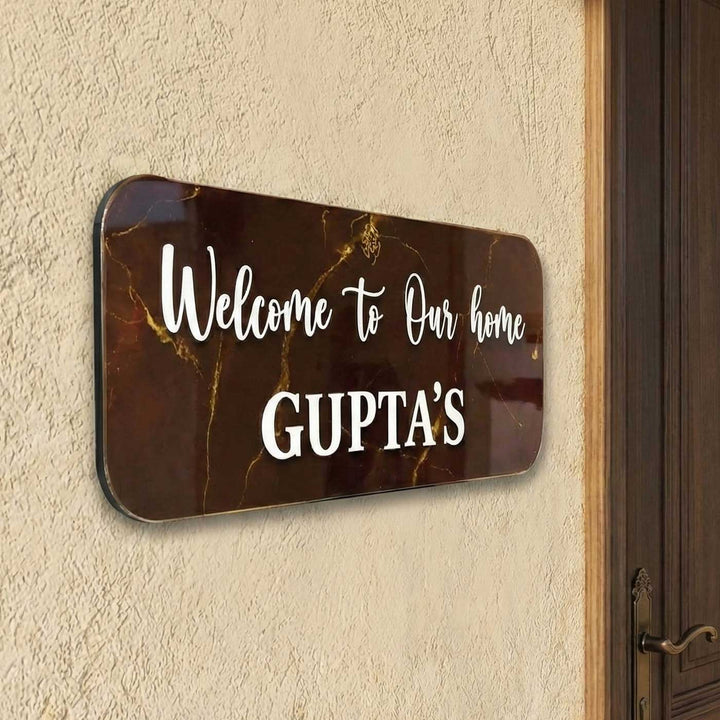 Personalized Coffee Brown Minimalist Resin Name Plate