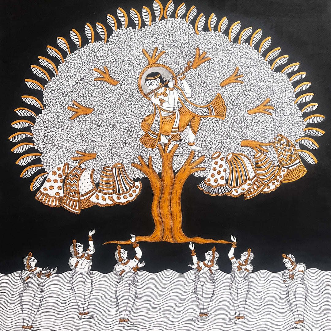 20 X 20 Inch | Krishna Leela Paper Phad Painting