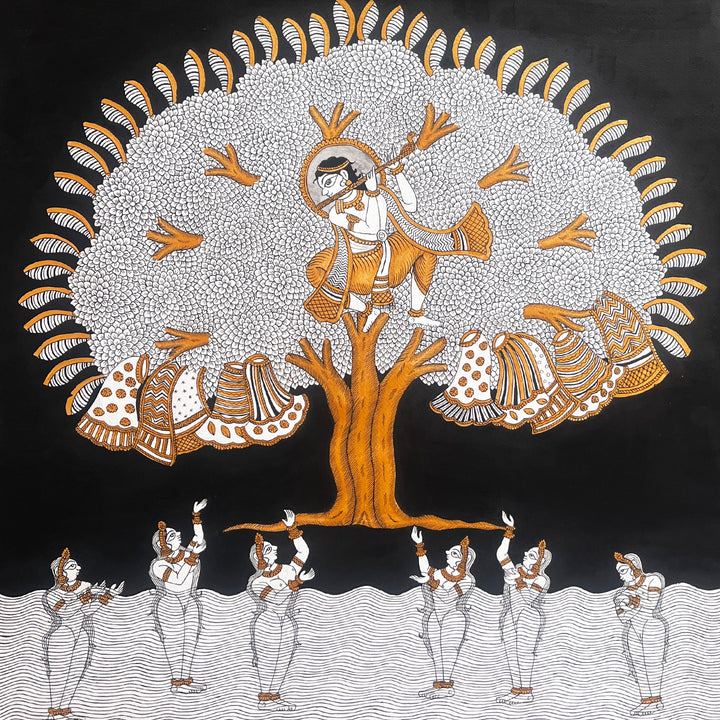 20 X 20 Inch | Krishna Leela Paper Phad Painting