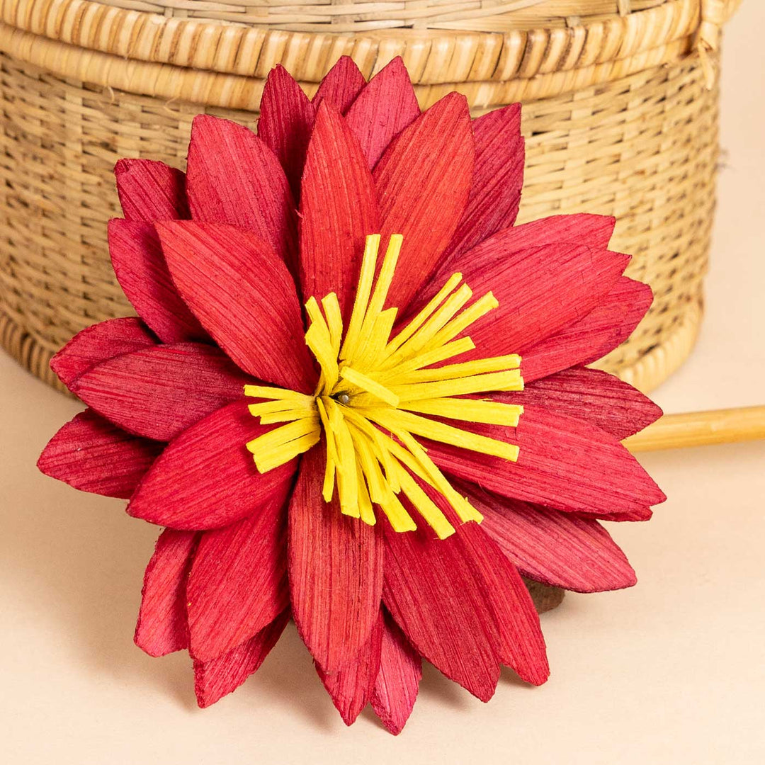 Handmade Water Lily Design Bamboo Bunstick