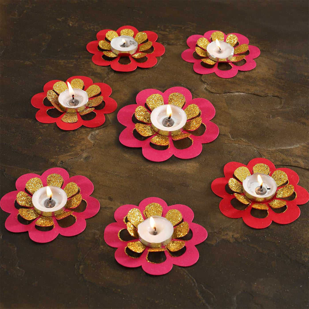 Handmade Phool Rangoli Design Paper Tealight Holder