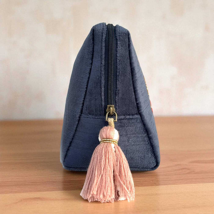 Handmade Embroidered Dream Create Inspire Velvet Pouch