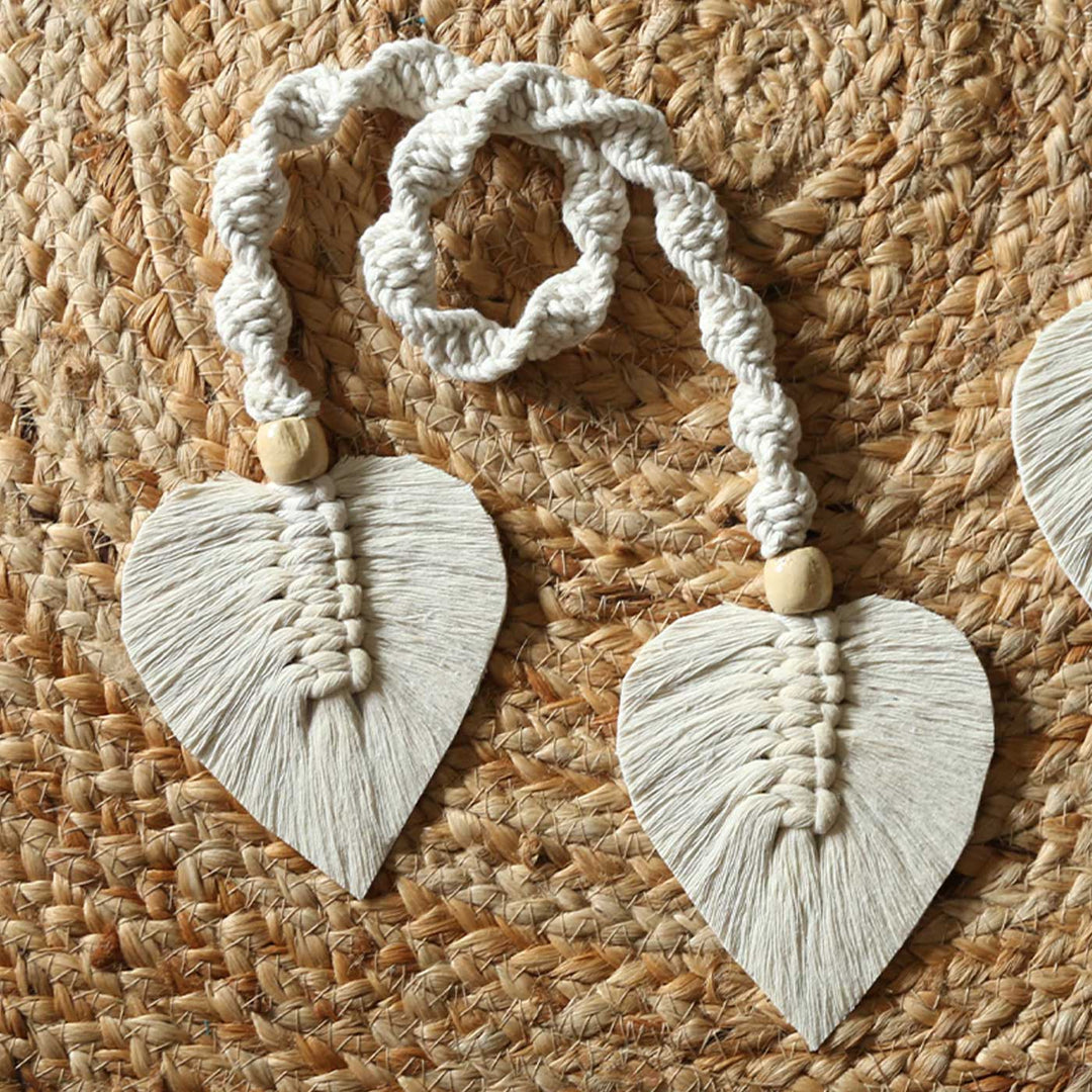 2 Pc | Handmade Macrame Leaf Design Cotton Curtain Tie-Back