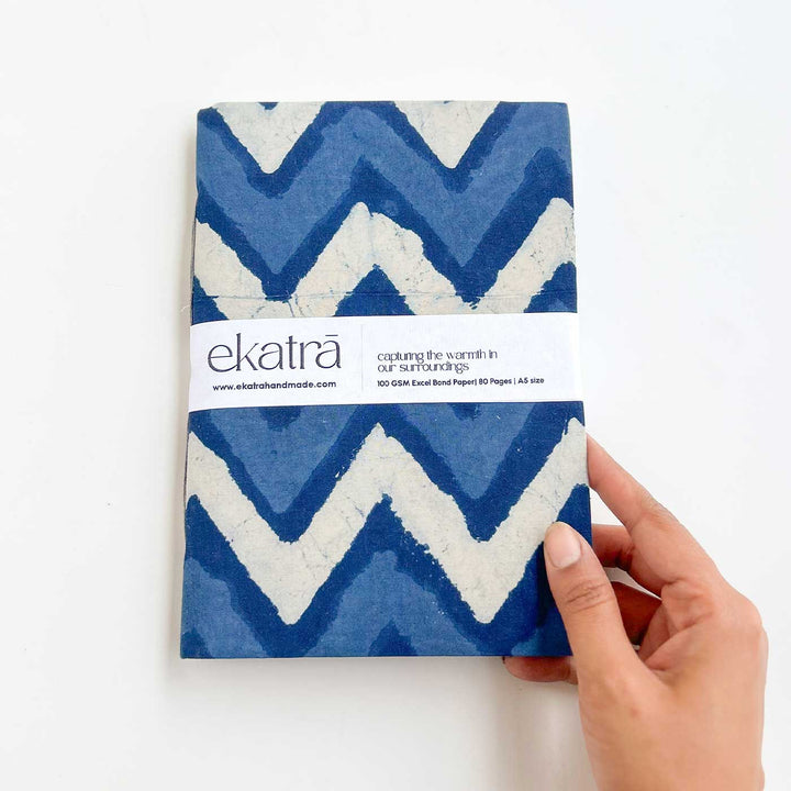 Indigo Chevron A5 Journal