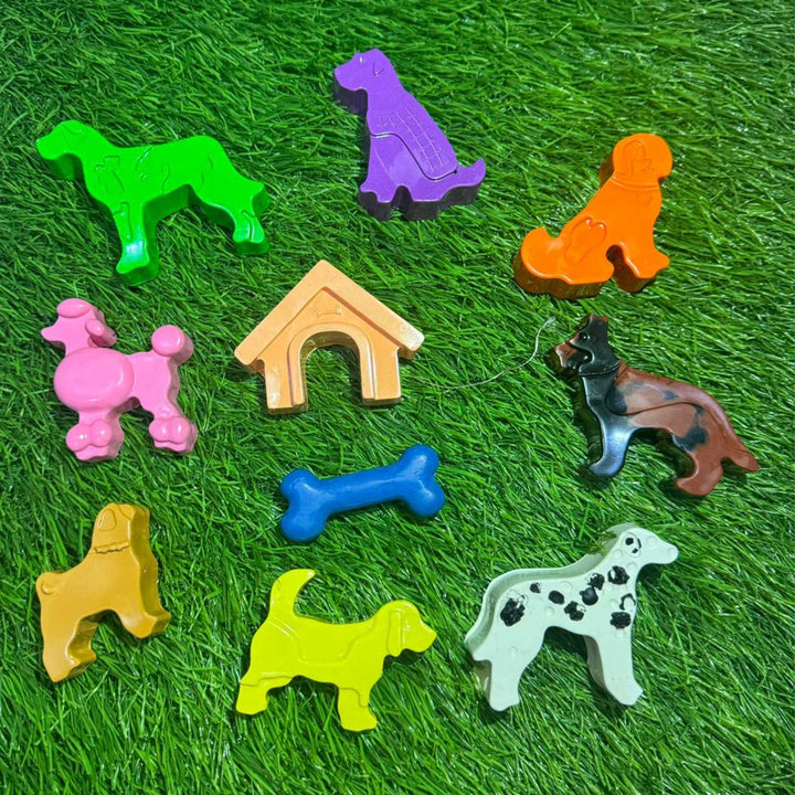 Handmade Non-Toxic Dog Shaped Crayons | Set Of 9