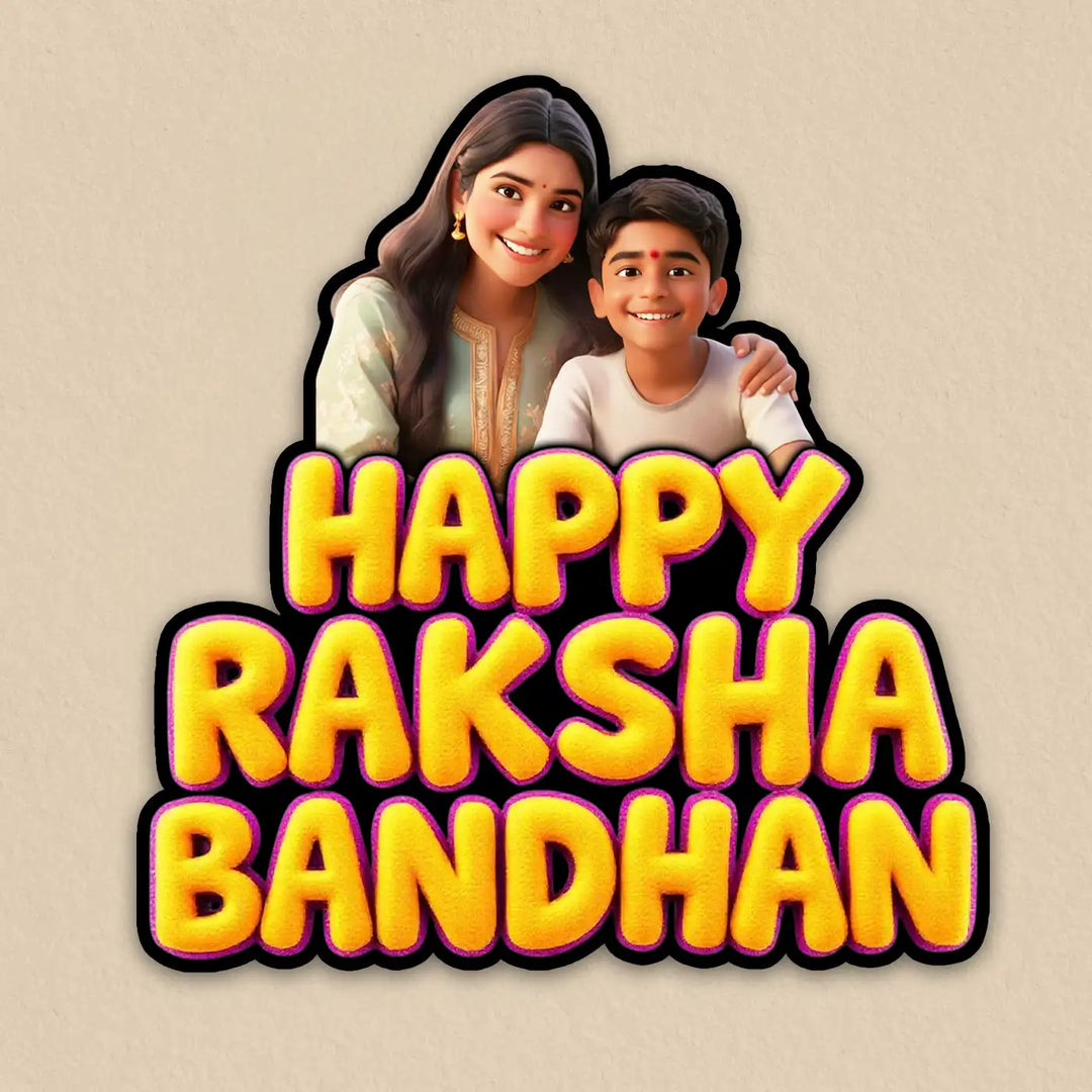 Photo Personalized "Happy Raksha Bandhan" Acrylic Fridge Magnet