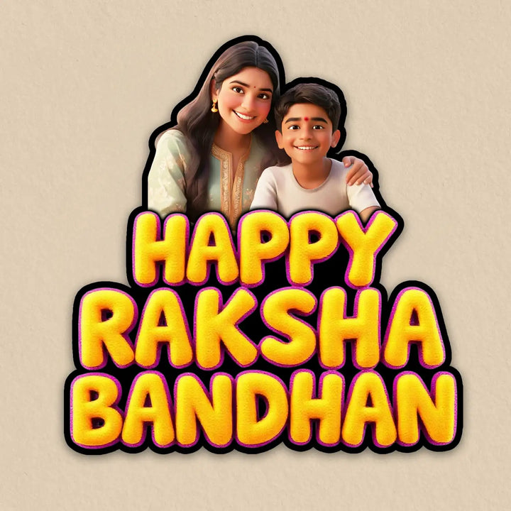 Photo Personalized "Happy Raksha Bandhan" Acrylic Fridge Magnet