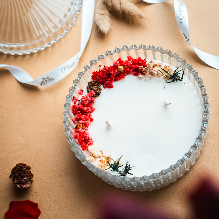 6 inch | Handmade Floral Glass Jar Candle For Decoration