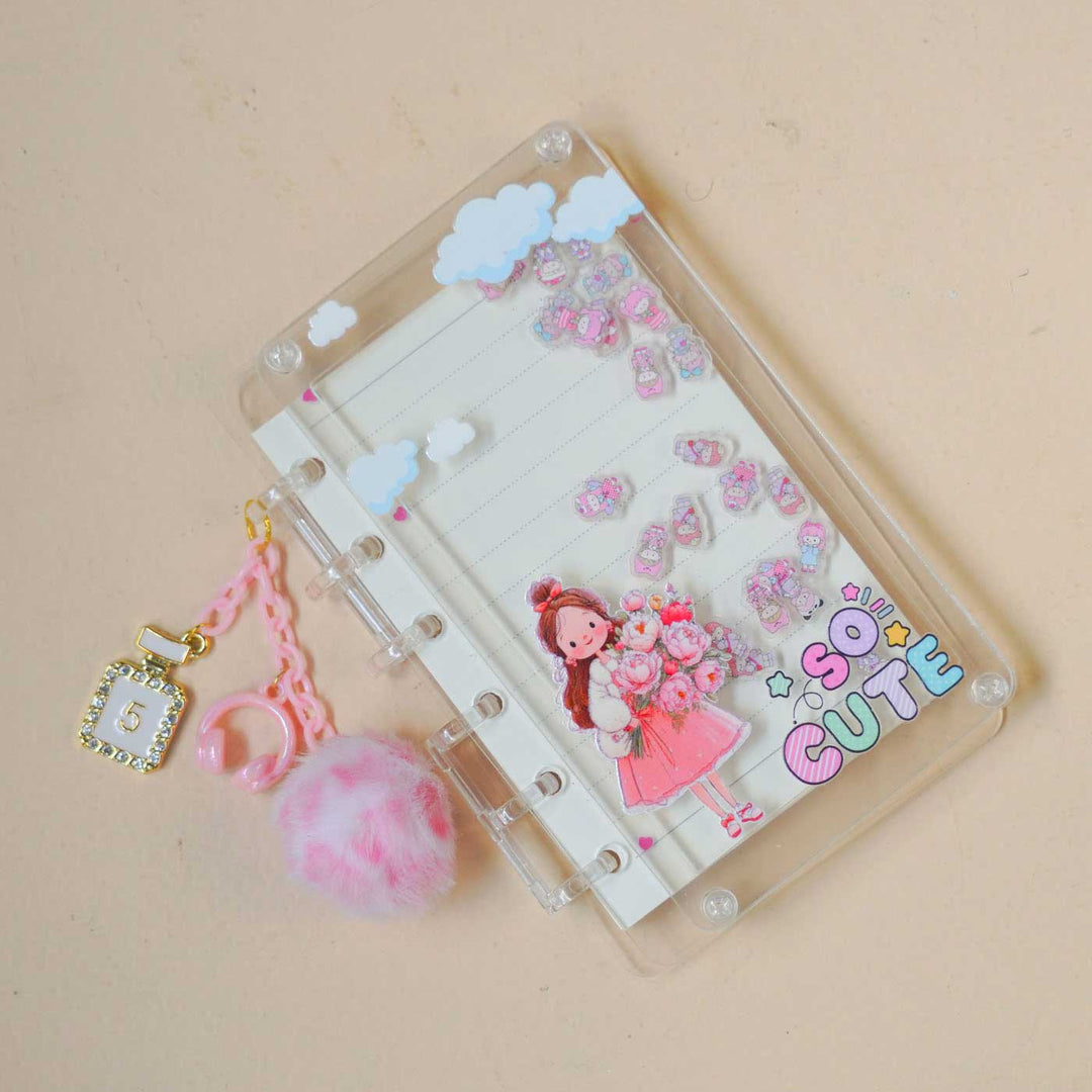 "Pink Girl" Themed Diary & Pen Stationery Set For Kids
