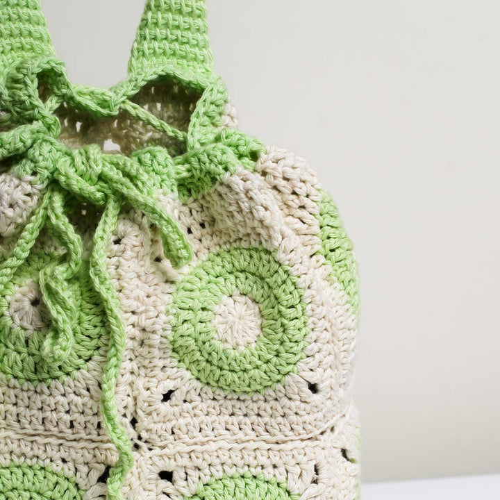 Handmade Crochet Kiwi Design Cotton Backpack