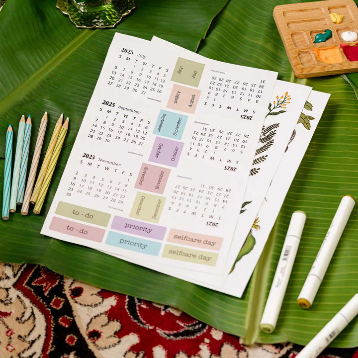 Handmade Gulshan Sticker Sheet For Planners & Calendars